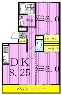 ラフォーレ上ノ台B(2DK/3階)の間取り写真