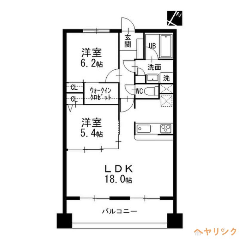 ソシア楠乃木藤が丘(2LDK/2階)の間取り写真