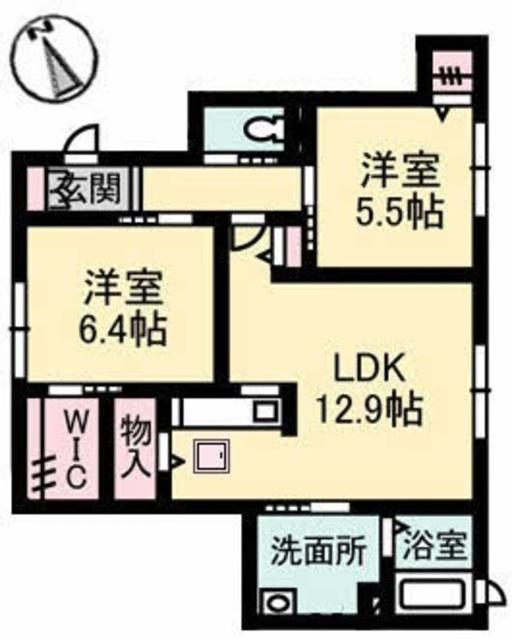 ブリーゼ・モールA棟(2LDK/1階)の間取り写真