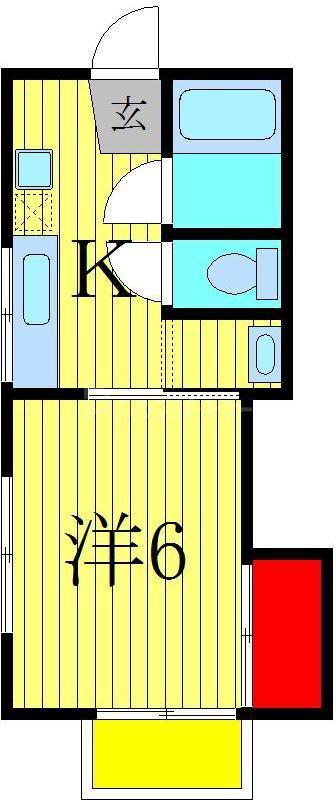 シャトルオークスA(1K/2階)の間取り写真