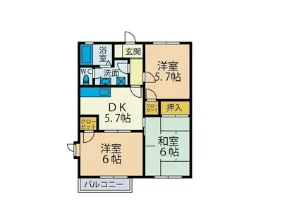 プライムタウン湘南II(3DK/2階)の間取り写真