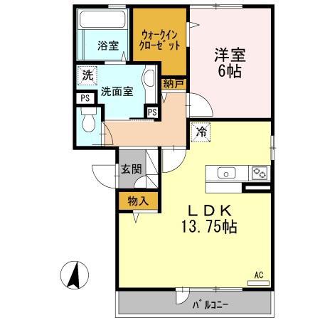 プルミエール(1LDK/2階)の間取り写真