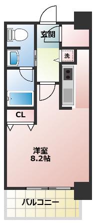 クロスレジデンス大阪新町(ワンルーム/8階)の間取り写真