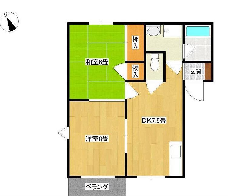 南村本ハイツNO.1(2DK/2階)の間取り写真