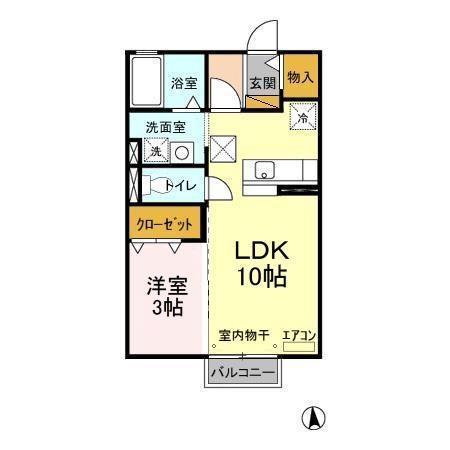 グラシューズA・B棟(1LDK/1階)の間取り写真
