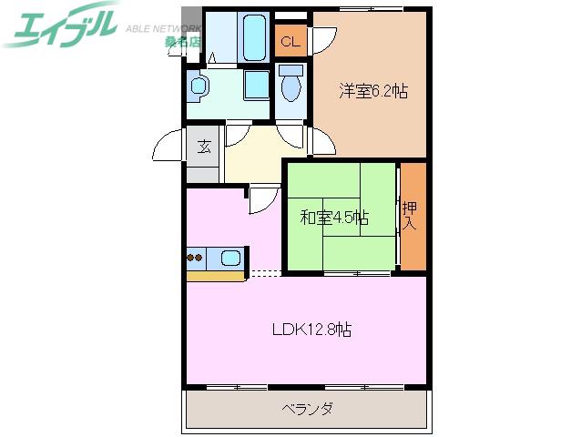 エンタープライズ川越(2LDK/2階)の間取り写真
