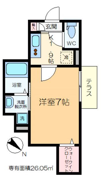 グランピア東金町(1K/1階)の間取り写真