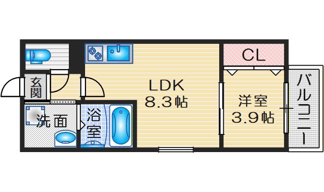 ARCA豊中曽根(1LDK/3階)の間取り写真