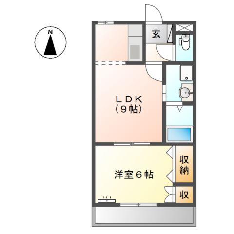 プロニティハイム(1LDK/2階)の間取り写真