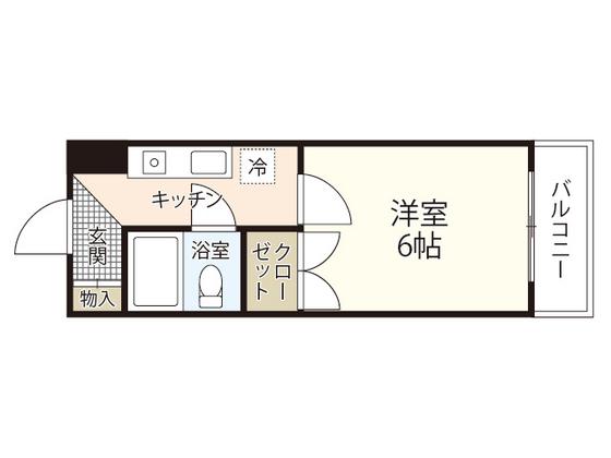 ヴィラブランシュ庚午中(1K/6階)の間取り写真