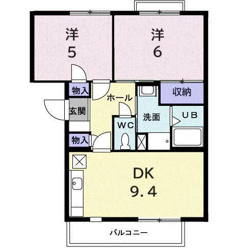 リヴィエールヤサキ(2DK/3階)の間取り写真