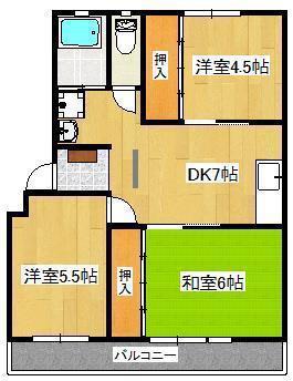 マンション野津(3DK/4階)の間取り写真