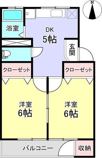 弥次ヱハイツ(2DK/3階)の間取り写真