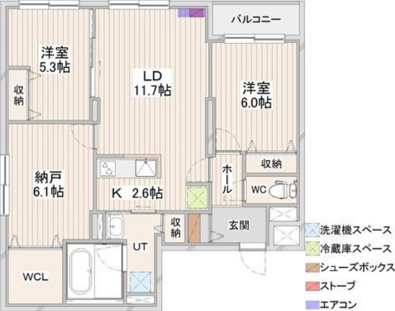 CRESCENDO苗穂駅前(3LDK/5階)の間取り写真