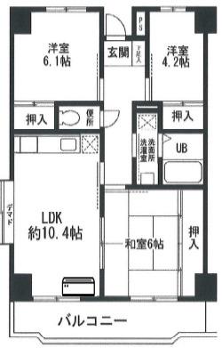 小倉ビル(3LDK/3階)の間取り写真