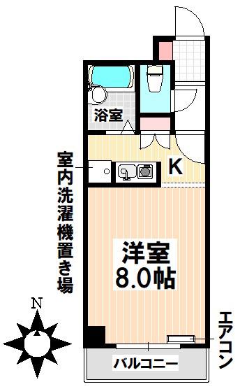 ウイステリア堀田(1K/4階)の間取り写真