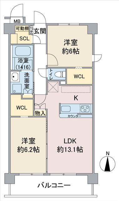 GLOSSY LIFE 藤が丘(2LDK/1階)の間取り写真