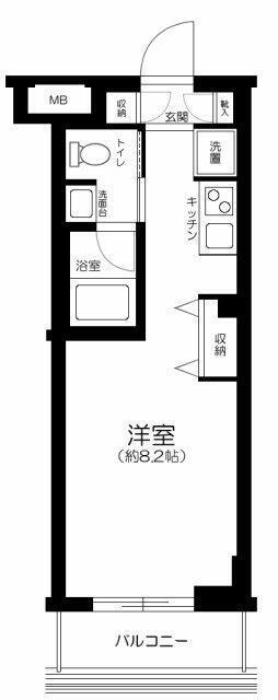 GENOVIA東向島IIISKYGARDEN(1K/4階)の間取り写真