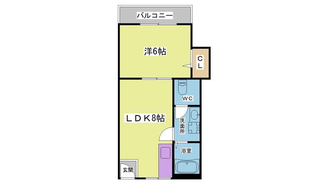SUZURAN DANCHI II(1LDK/1階)の間取り写真