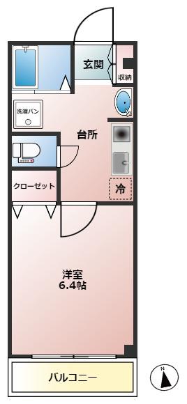 CASA CALDA(1K/2階)の間取り写真