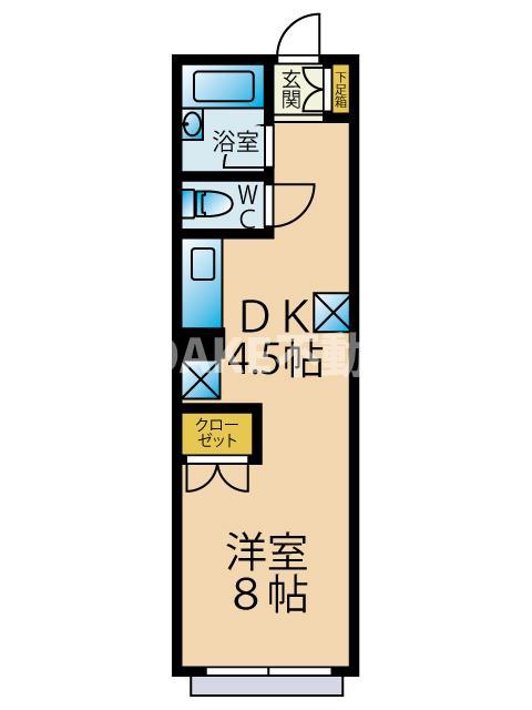 南大谷中島ビル(1DK/2階)の間取り写真