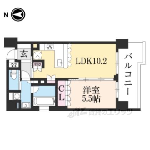 リーガル京都御所西3(1LDK/4階)の間取り写真