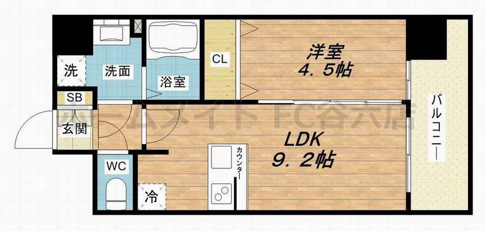 プレサンスOSAKA DOMECITYビーツ(1LDK/14階)の間取り写真
