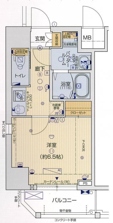 ララプレイス京町堀プロムナード(1K/8階)の間取り写真