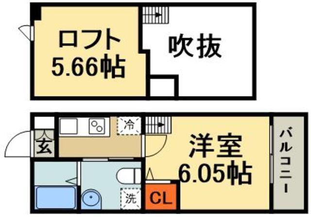 ティモアール東川口(1K/1階)の間取り写真