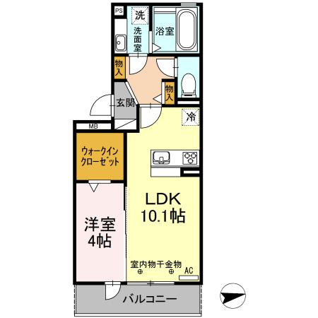 D-ROOMサン(1LDK/2階)の間取り写真