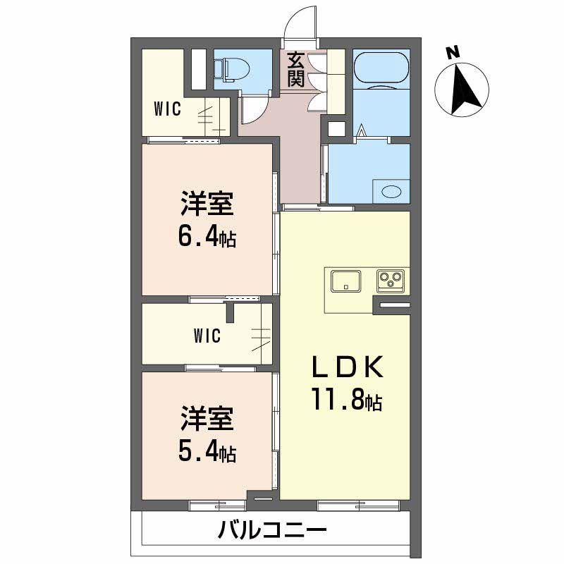 ベレオ生石(2LDK/3階)の間取り写真