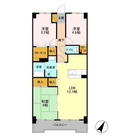 ヒロ末広(3LDK/1階)の間取り写真