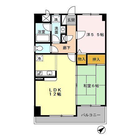 ウィステリア豊田(2LDK/4階)の間取り写真