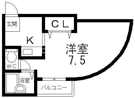 大宝小阪駅前ヴィラデステ(1K/4階)の間取り写真