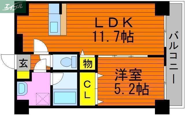 ARCSTAGE表町(1LDK/6階)の間取り写真