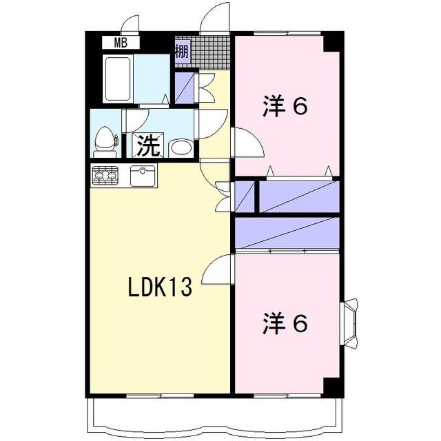 ウイングマンションアーク(2LDK/4階)の間取り写真