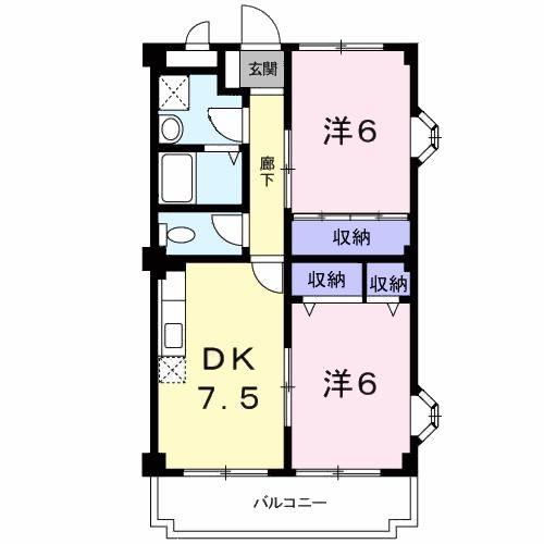 シャリオール(2DK/3階)の間取り写真