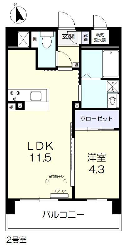 サンセール東古松II(1LDK/8階)の間取り写真