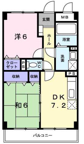 パレ・マ-ヴェラス(2DK/2階)の間取り写真