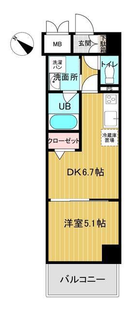 LUCE VII(1DK/4階)の間取り写真