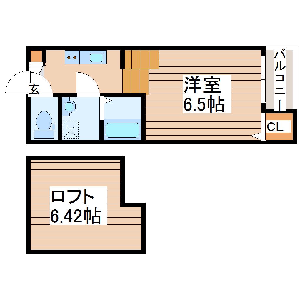 ソフィアK(1K/2階)の間取り写真