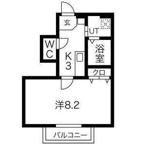 エルタスコート中江(1K/1階)の間取り写真