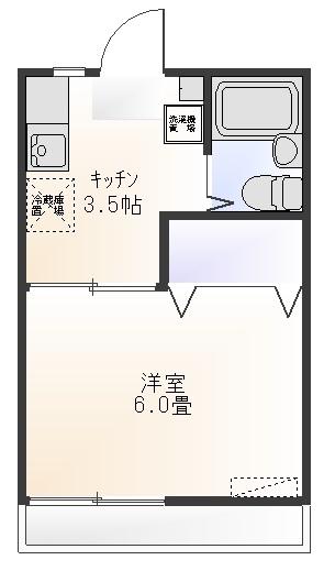 第1谷塚ハイツ(1K/2階)の間取り写真