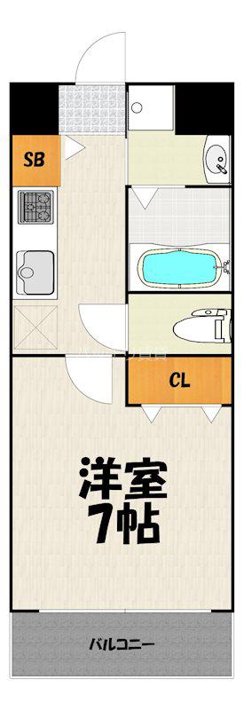 NO.111CLUBORIENTBLD(1K/7階)の間取り写真
