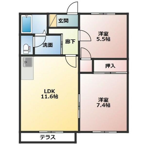 SCENE88(2LDK/1階)の間取り写真