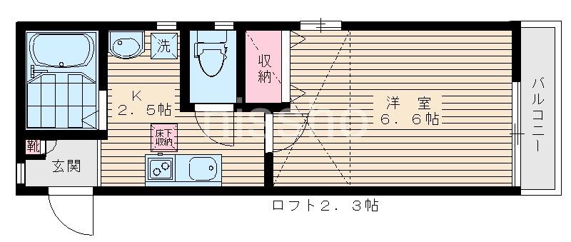 ソロル若宮(1K/1階)の間取り写真