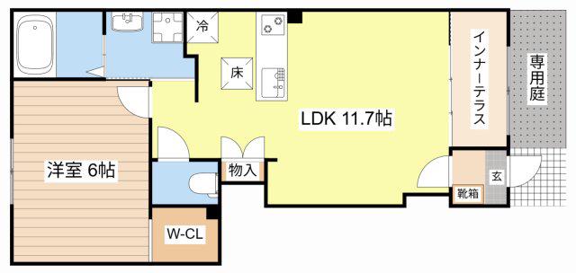 草津市川原2丁目アパート(1LDK/1階)の間取り写真
