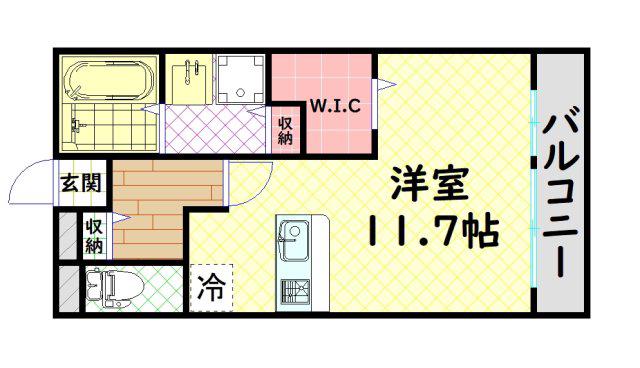 リヴェール日置(ワンルーム/1階)の間取り写真