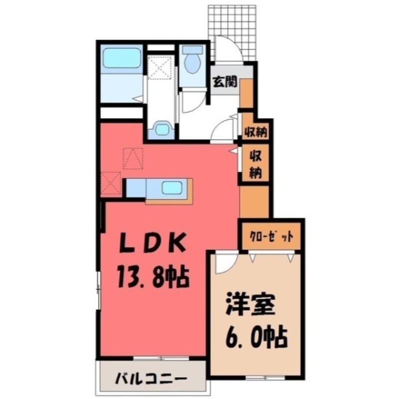 ヒルサイド・レジデンス(1LDK/1階)の間取り写真