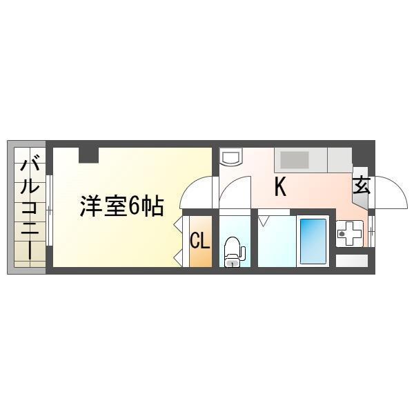 丸岩ビル(1K/2階)の間取り写真